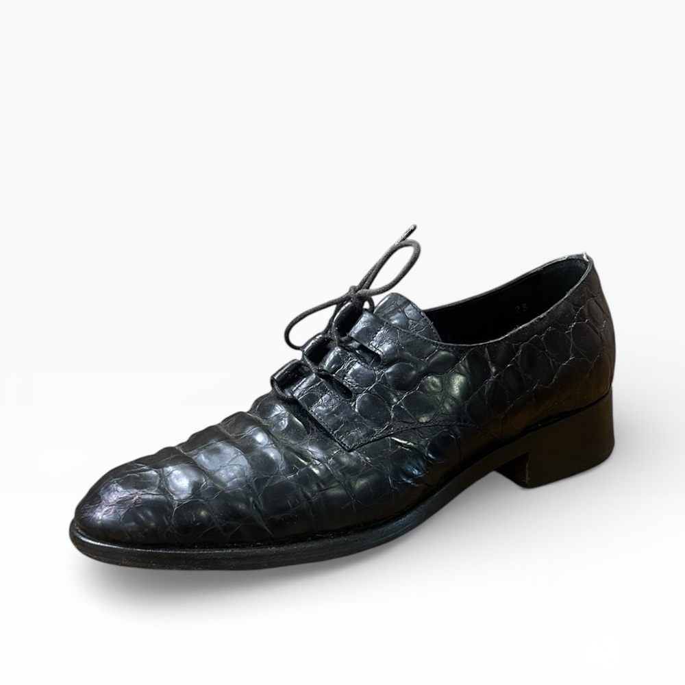 Cole Haan Women’s Black Vintage Croc Embossed Leather Lace-Up Oxford Shoes 8.5 - Picture 3 of 12